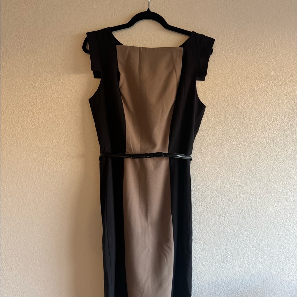 Elegant Black and Tan Work Dress